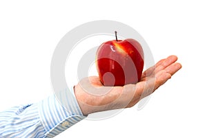 Red apple in a man's hand