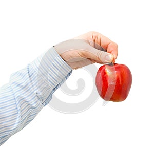 Red apple in a man's hand