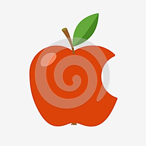 Red apple with missing a bite