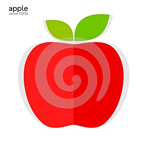 Red apple paper style on white background