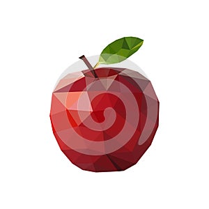 Red apple in polygonal style. Vector illustration
