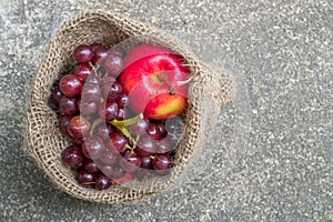 Red apple and red grapes