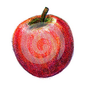 Red apple risograph retro illustration