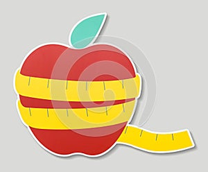 Red apple sign for dieting and healthy