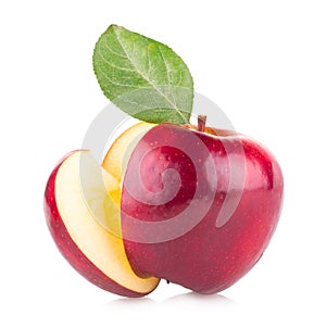 Red apple with a slice