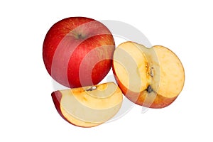 Red apple and slice isolated on white background
