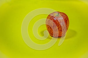 A solo gala apple on yellow background photo