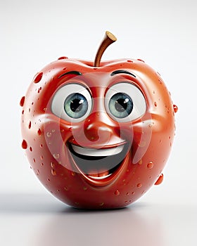 a red apple with a smile on it's face. generative ai