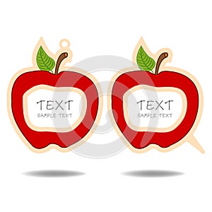 Red apple speech bubble and price tag