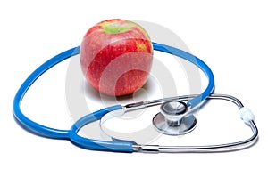 Red apple with stethoscope