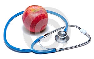 Red apple with stethoscope