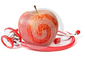 Red apple and stethoscope