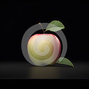 red apple on the table black background