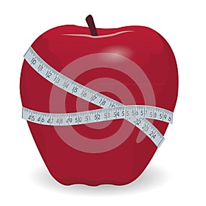 Red apple with tape measure