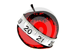 Red apple with Tape measure illustration