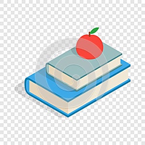 Red apple and two books isometric icon