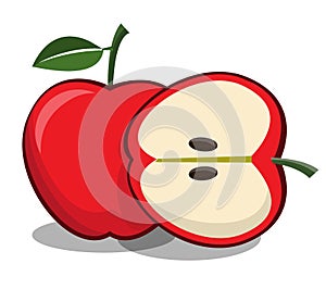 Red apple vector on white background