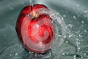 Red apple on water