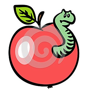 Red Apple with a Worm. JPG and EPS