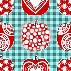 Red Apples and Check Pattern