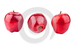 Red apples different sides view on white background isolated close up macro