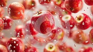 Red Apples Falling in White Background