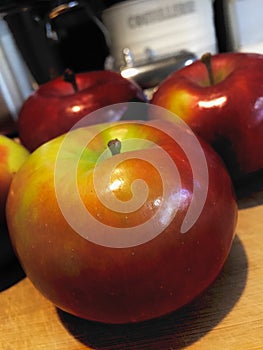 Red Apples in a Kitchen for Autumn Fall Recipes, Apple Peals, Yellow, Green, Food, Cuisine, Pastries