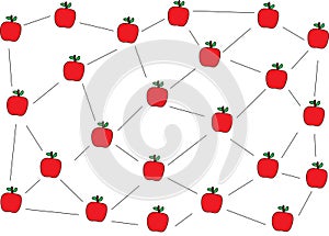 Red Apples pattern Design and apple network