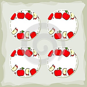 Red apples round sticker set