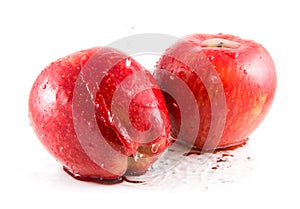 Red apples and water