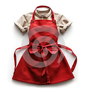 Red apron isolated photo