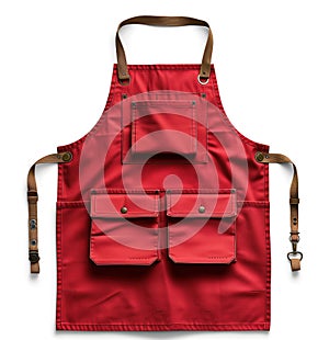 Red apron isolated photo