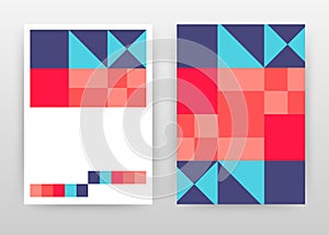 Red aqua blue geometric triangle business background design for annual report, brochure, flyer, poster. Geometry abstract brochure