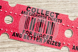 Red arcade prize ticket