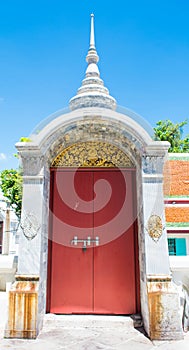 Red arch door in temple