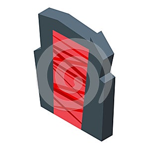 Red arch portal icon isometric vector. Energy desert neon