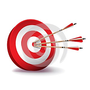 Red Archery Target with Arrows Illustration