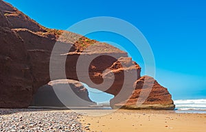 Red arches of Legzira beach, Morocco