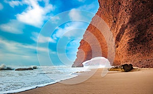Red arches of Legzira beach, Morocco