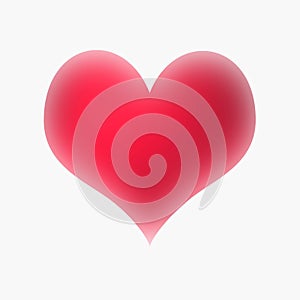 Red ardent heart  on white background