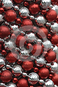 Red and argent ball decoration for Christmas