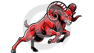 Red Aries Ram Charging Forward Aggressive.