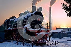 Red army old steam locomotive