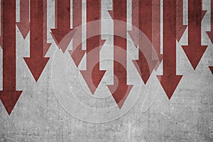 Red arrow down on the wall