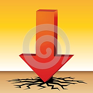 Red arrow. Extreme temperature. Drought. Climatic warming vector illustration.