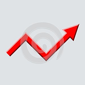 Red Arrow Graph on Light Background. Vector