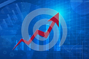 Red arrow head with financial chart and graph, success business, Elements of this image furnished by NASA