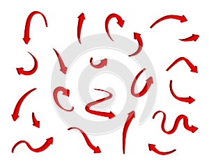 Red arrow icon indicating different direction. A set icons isolated on a white background for website banners ads and design