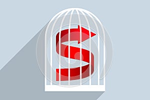 Red arrow inside cage