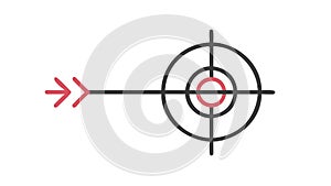 Red Arrow and Target Icon: Direct Hit and Objective, vector design Generative AI